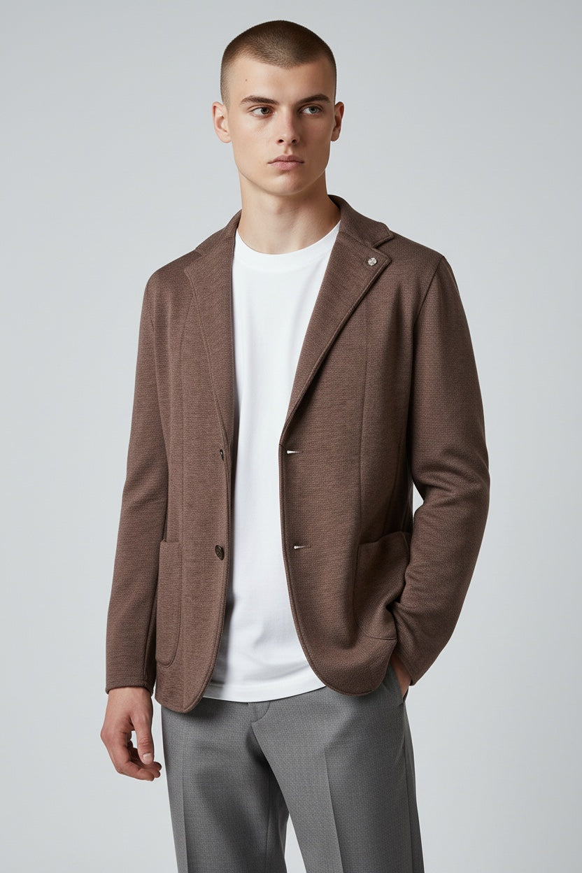 Knitted Wool Blazer Brown