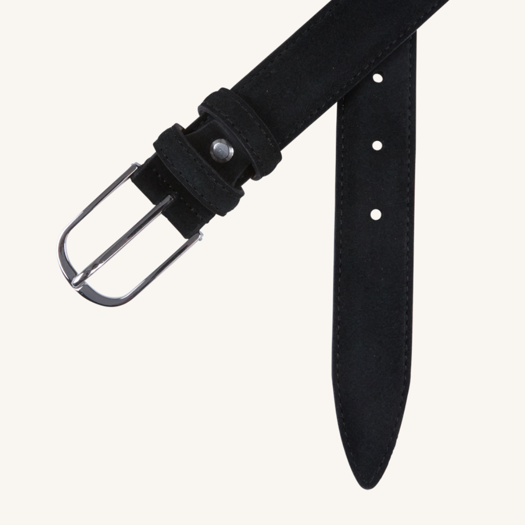 Portia 1924 Suede Narrow Belt Black