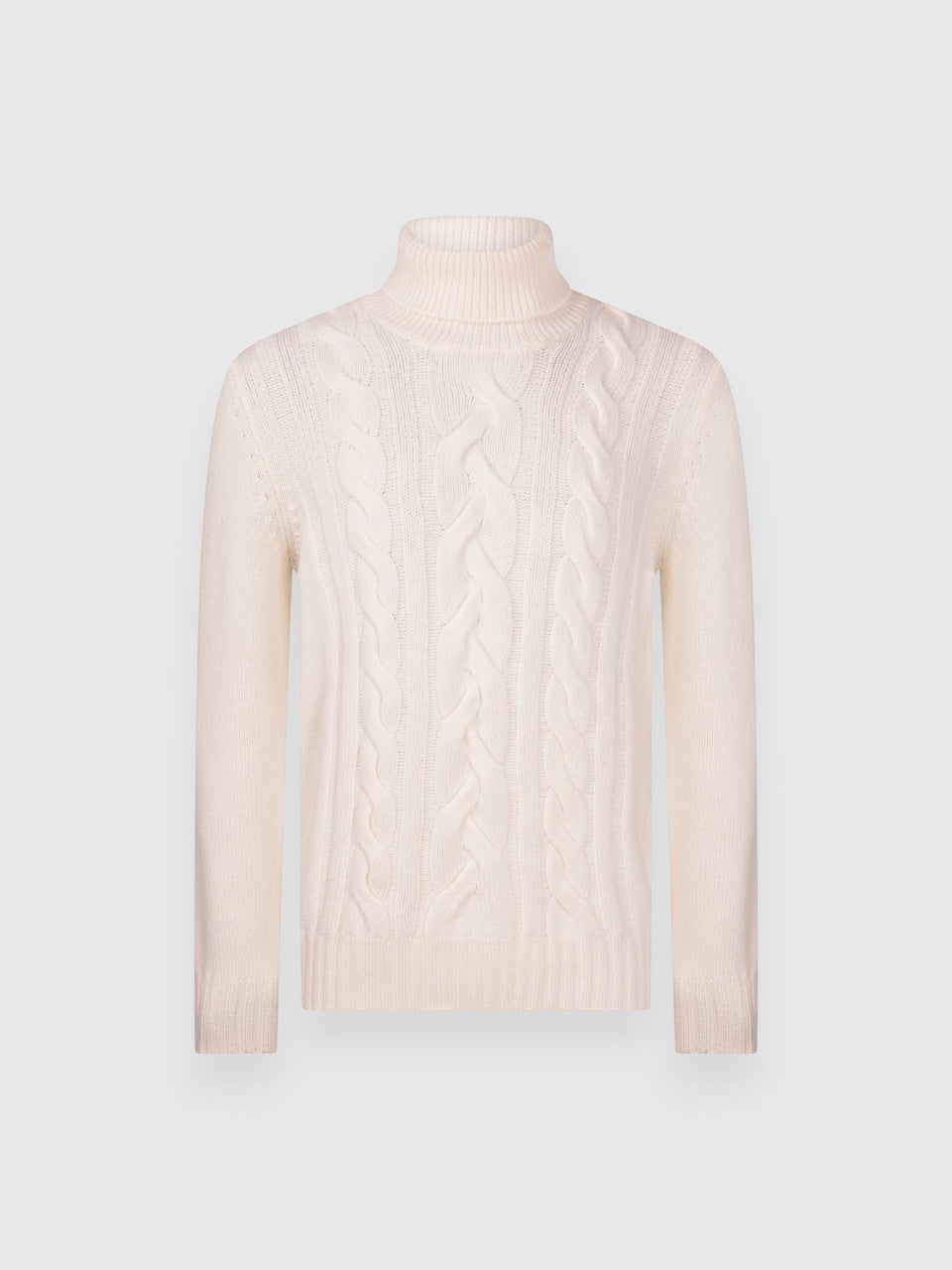 Gran Sasso Cabled Super Geelong Turtleneck White