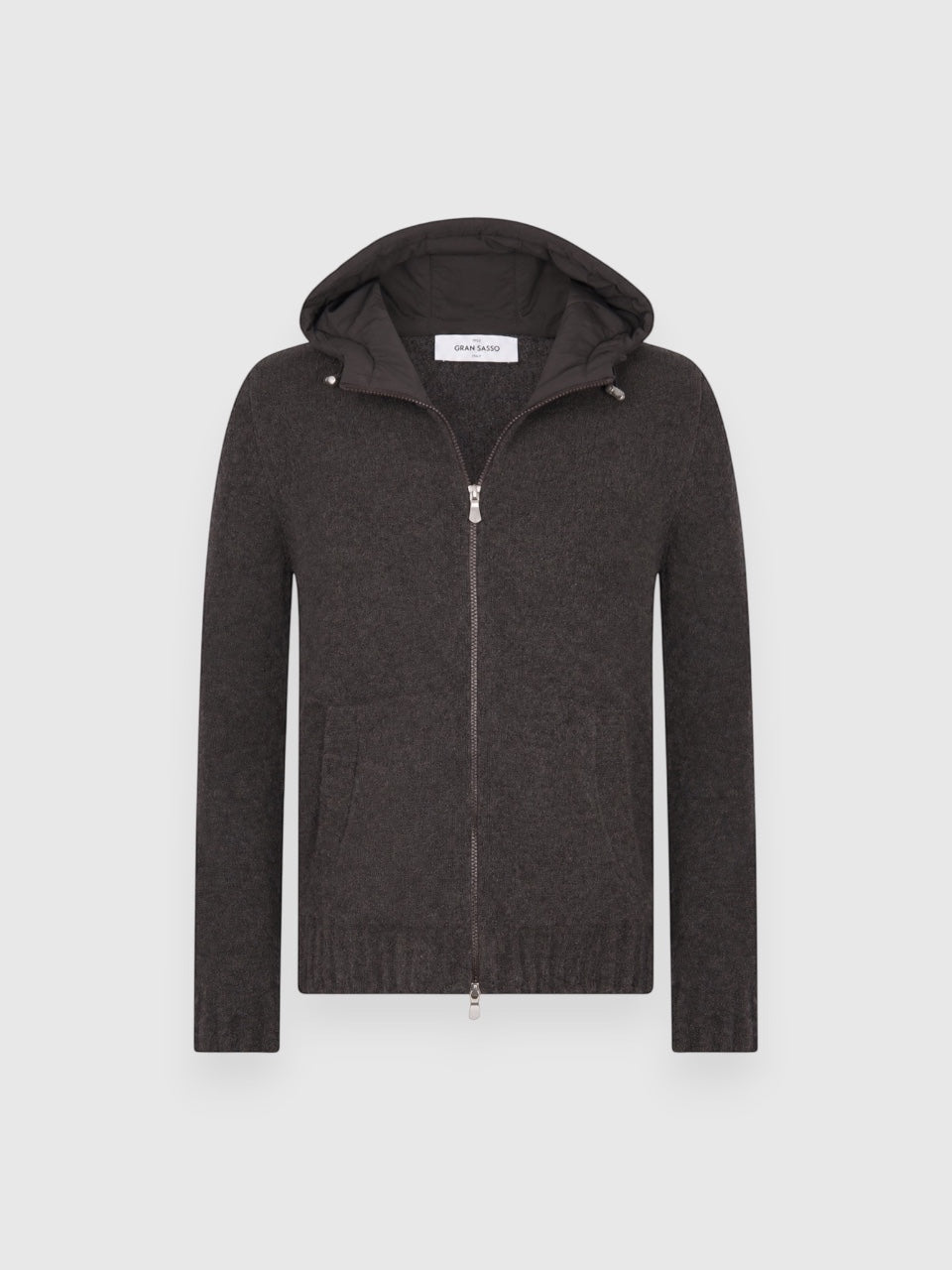 Gran Sasso Eco padding hooded boucle' full zip Brown