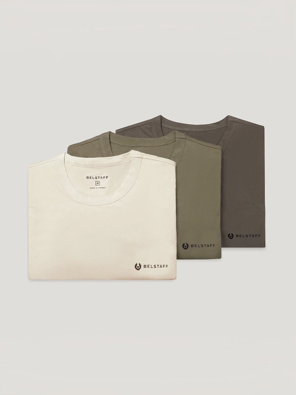 Belstaff 3 Pack T-Shirt Olive/Khaki Green/Pale Stone