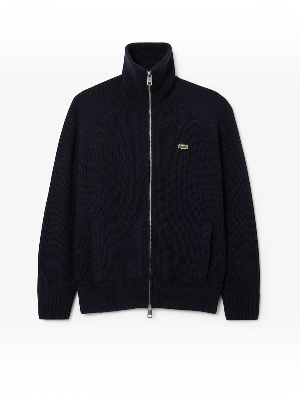Lacoste Wool High Neck Zipped Sweater Navy
