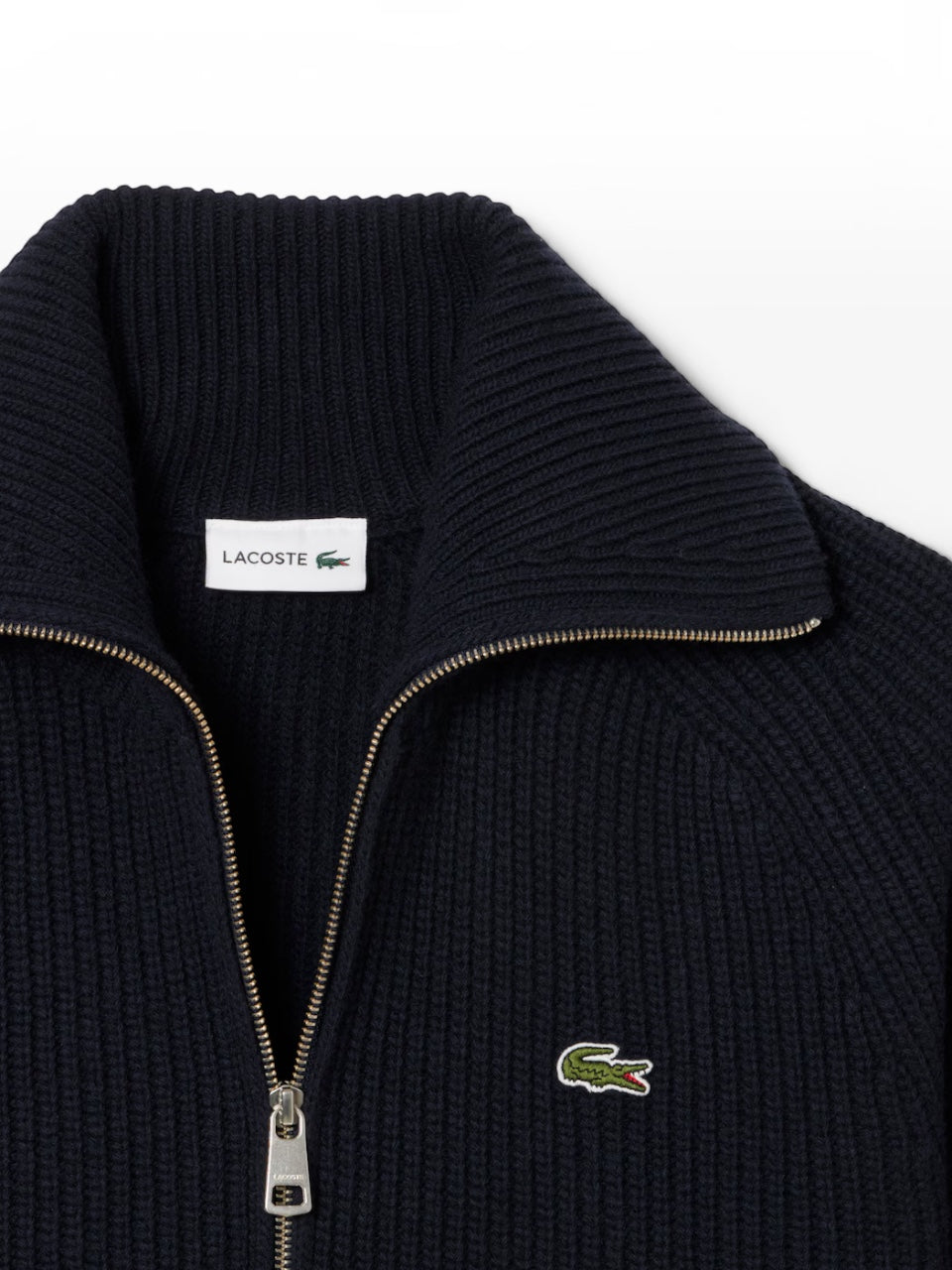 Lacoste Wool High Neck Zipped Sweater Navy