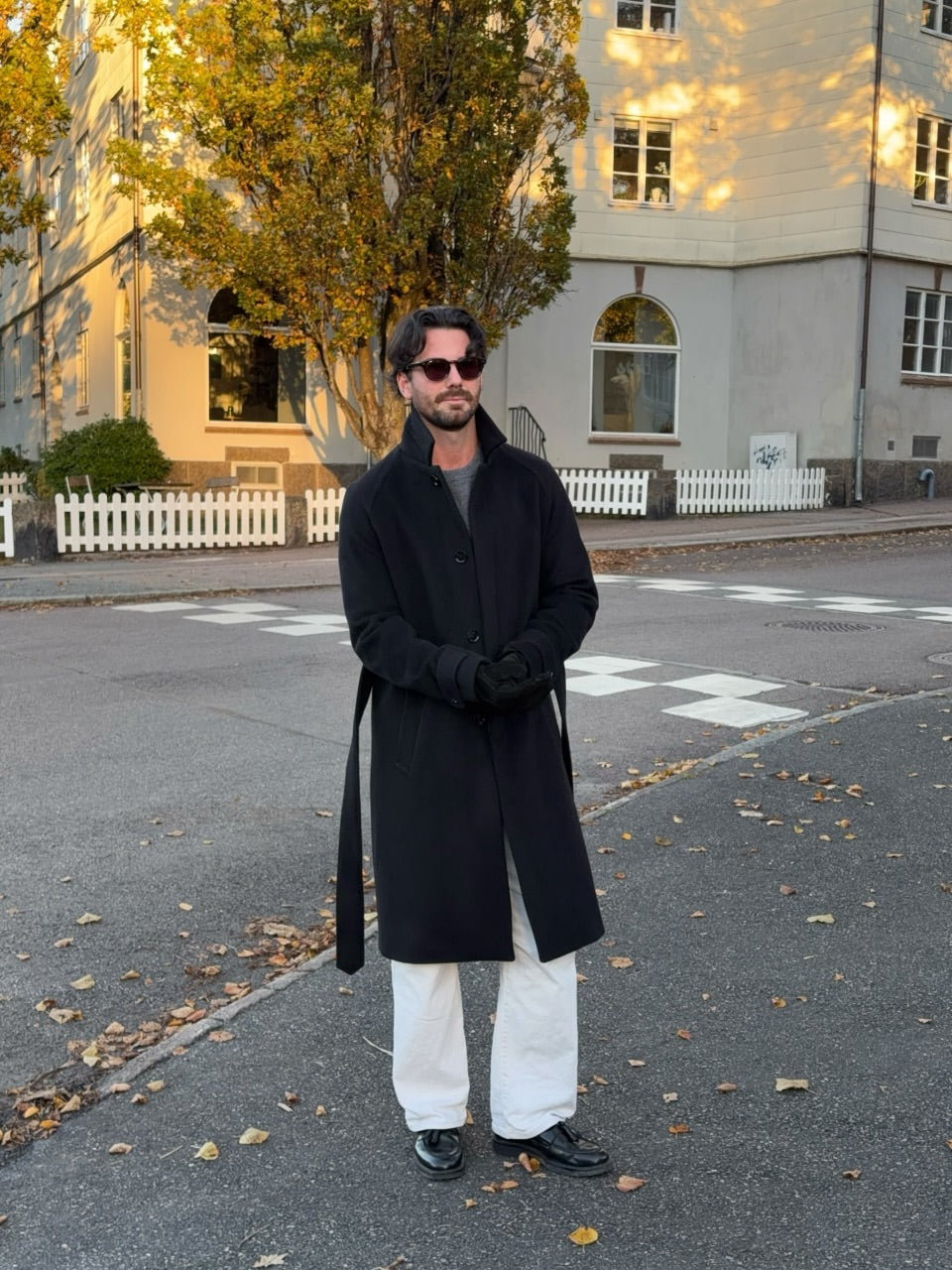 Studio 73 Wool Cashmere Raglan Coat Black