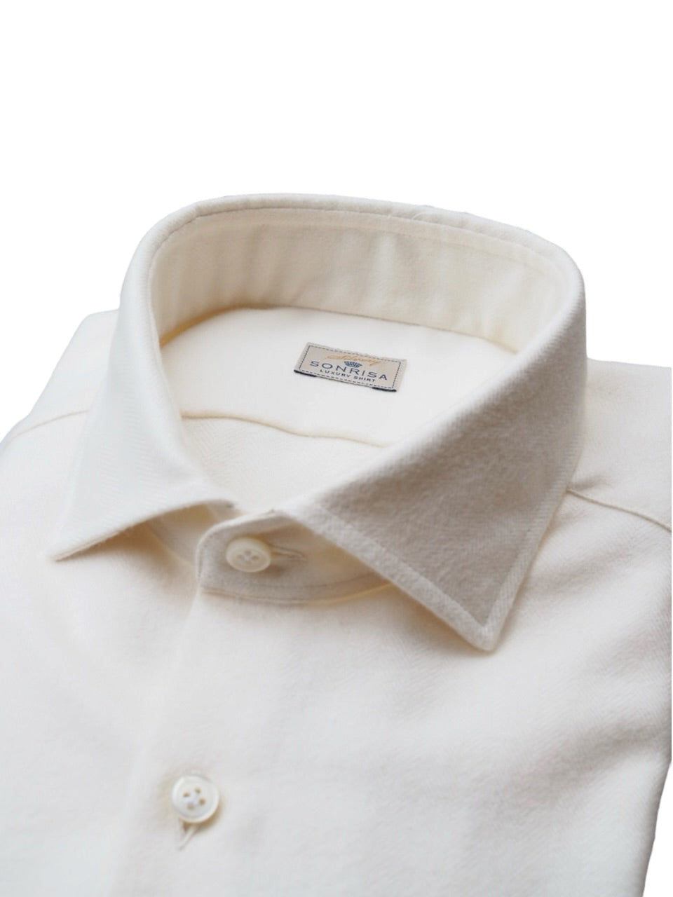 Sonrisa Luxury Herringbone Flannel Shirt Off White