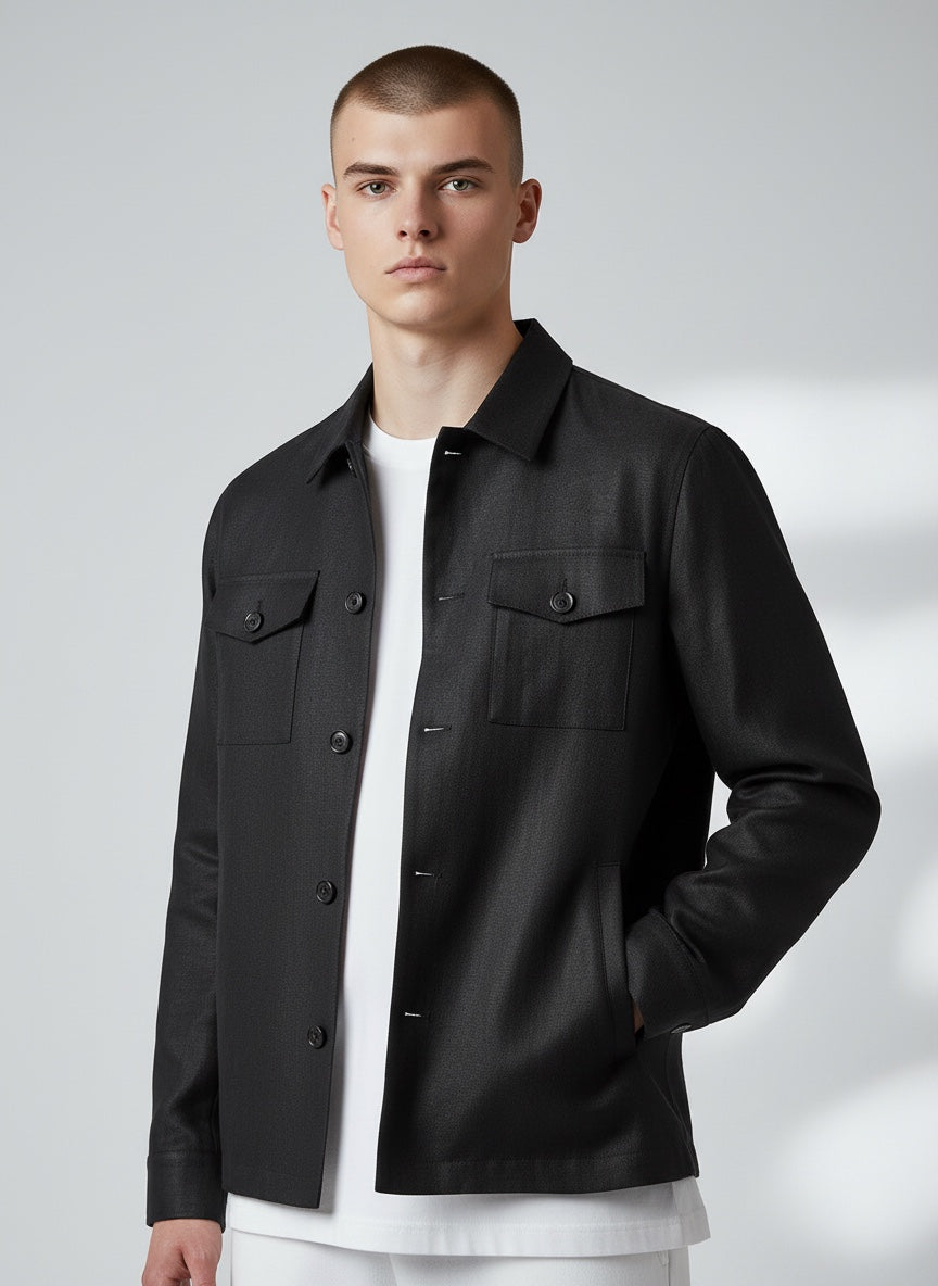 Studio 73 Linen Shirt Jacket Black