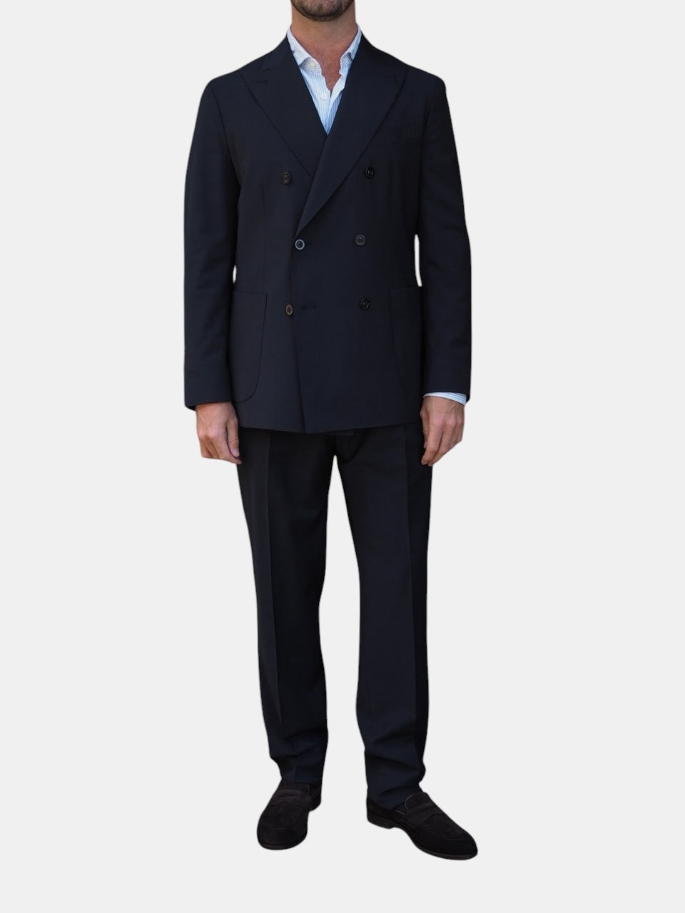 Boglioli Double-Breasted Wool Suit Navy