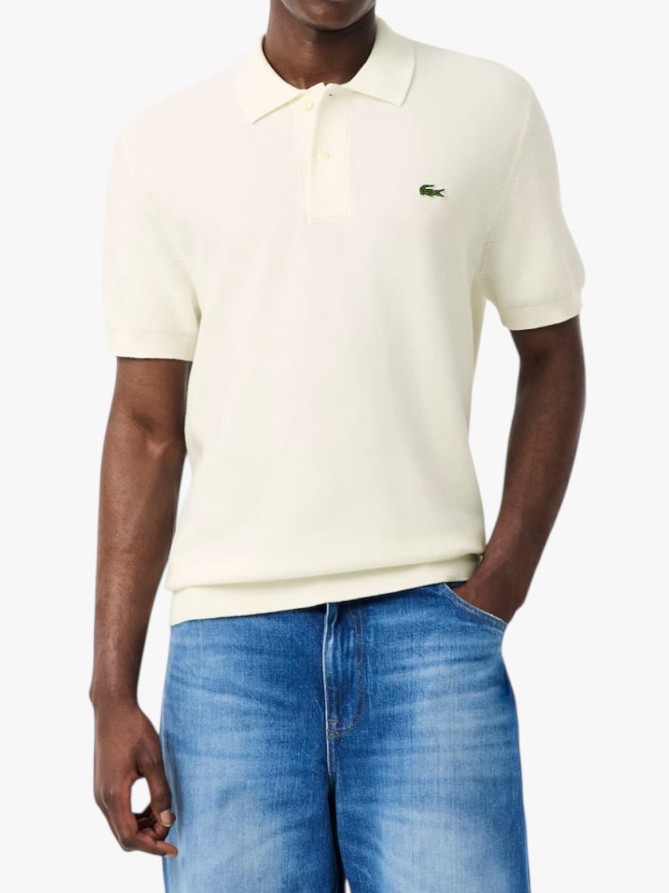 Classic Fit Knitted Polo Shirt White