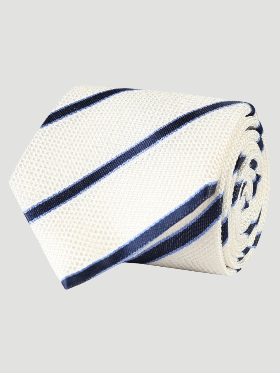 Amanda Christensen Jacquard-woven silk tie striped grenadine pattern
