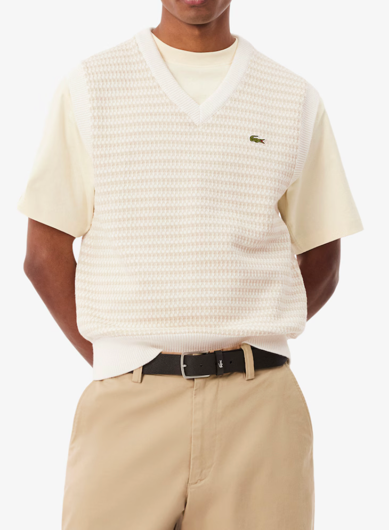 Lacoste Striped Knit Sweater Vest