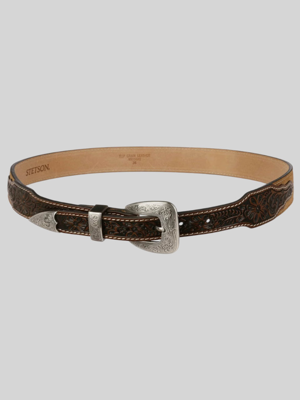 Stetson Tooled Tapered Leather Belt