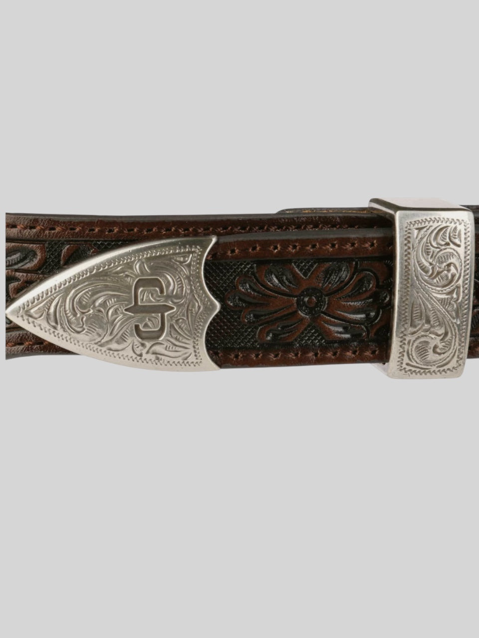 Stetson Croco Print Tooled Leather Belt