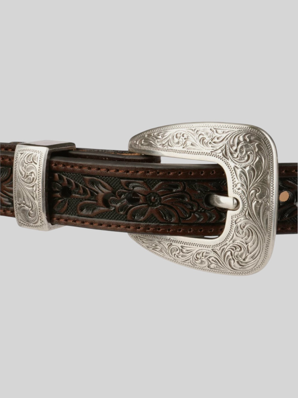Stetson Croco Print Tooled Leather Belt