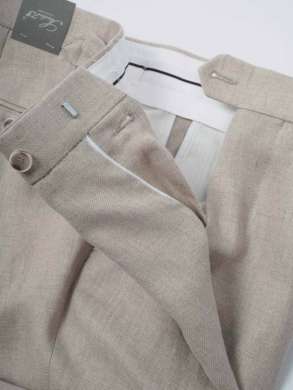 Linen Rome High Waist Trousers Beige