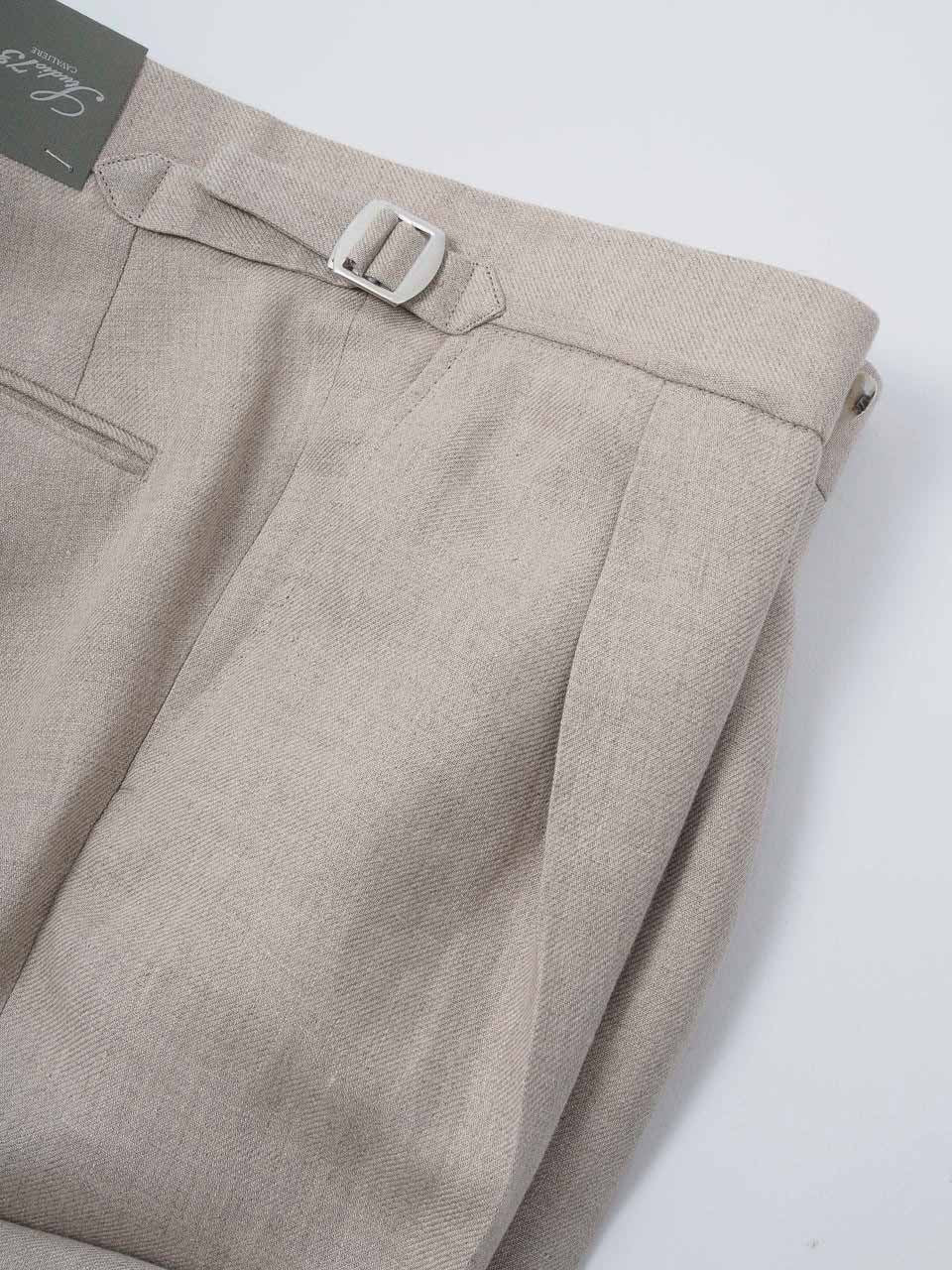 Linen Rome High Waist Trousers Beige