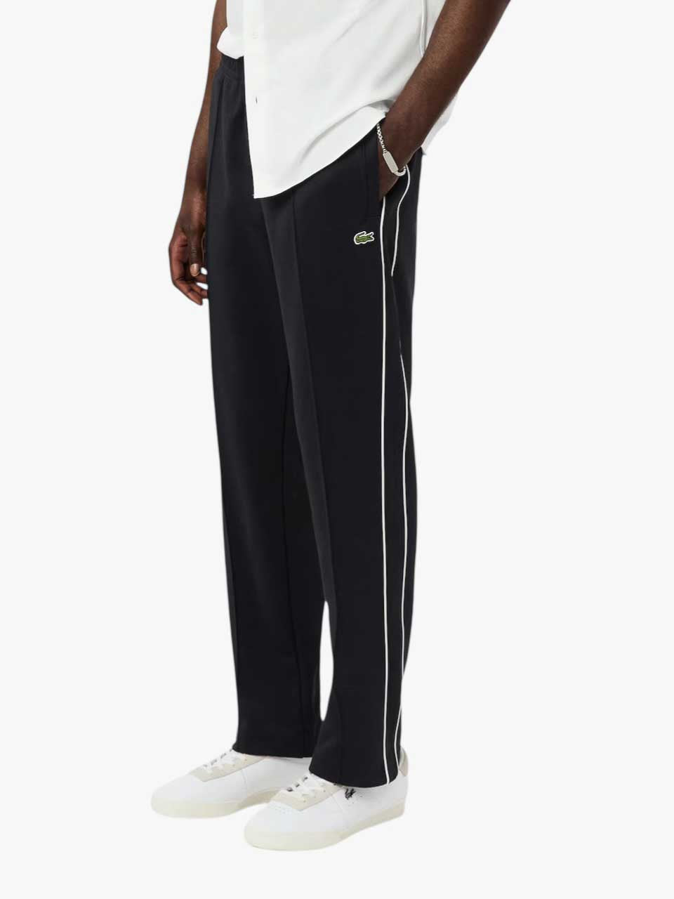 Trim Accent Piqué Sweatpants Black