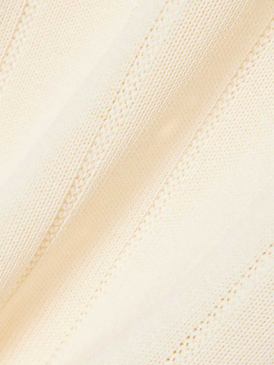 Fluid Ribbed Knit Polo Collar Sweater Beige