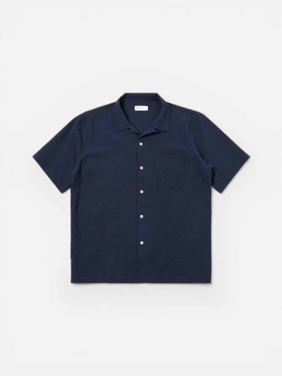 Seersucker Shirting Road Shirt Navy