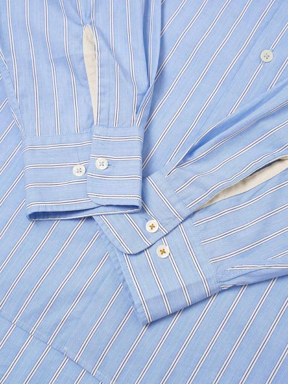 Mc Stripe Square Pocket Shirt Blue