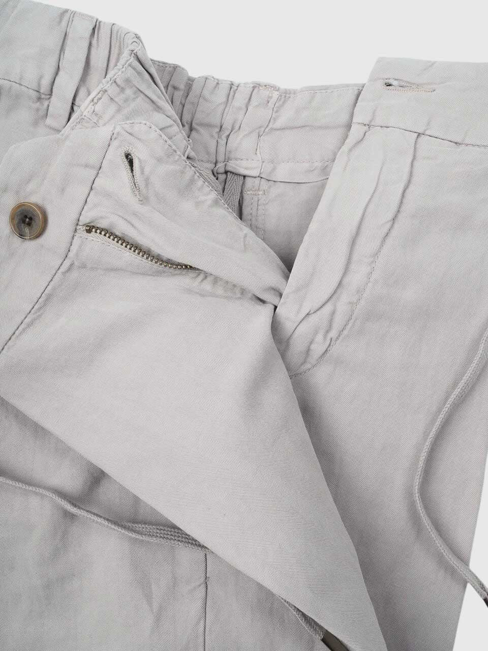 Linen Cotton Shorts Light Grey