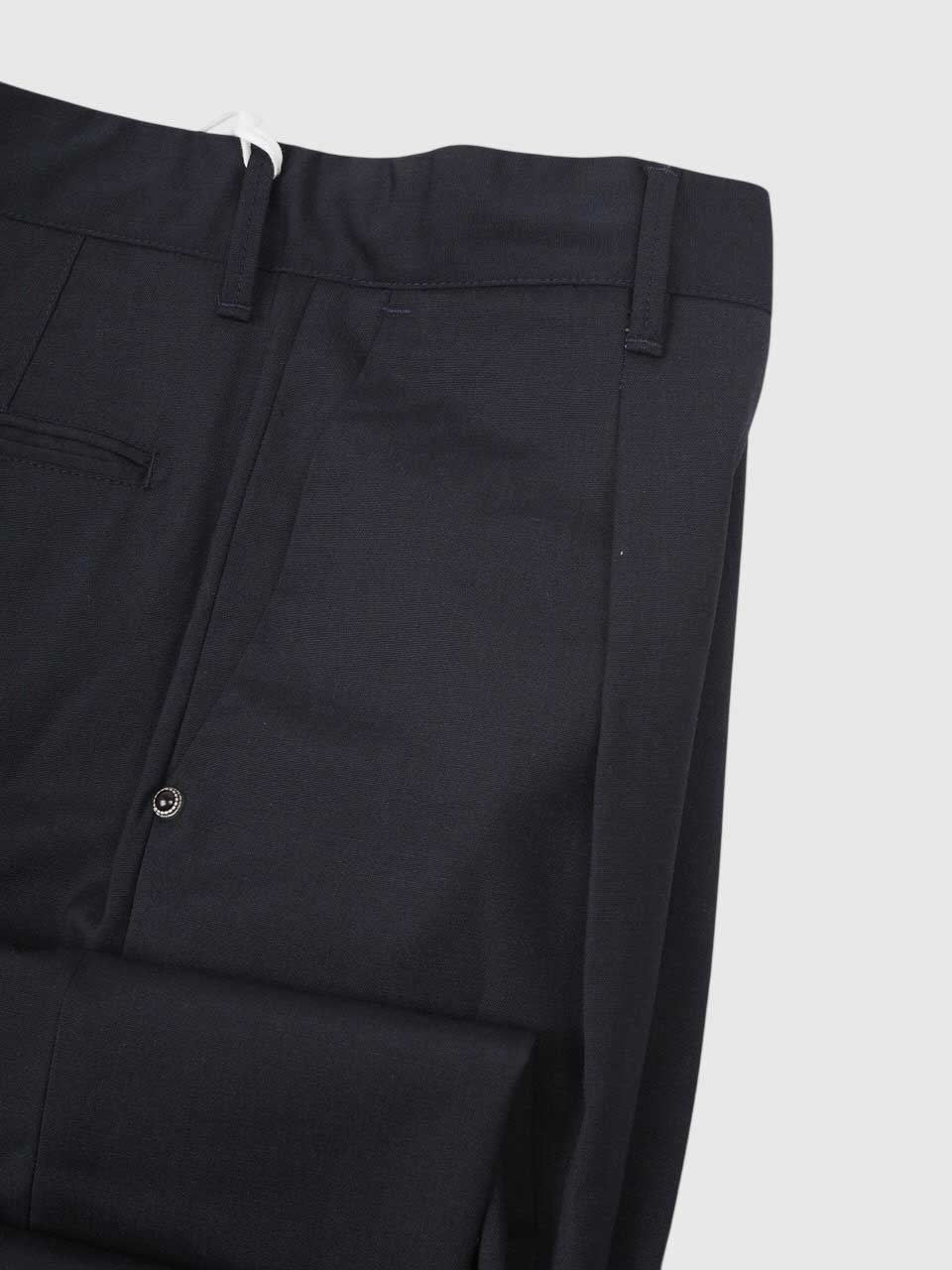 Loose Fit Light Wool Trousers Navy