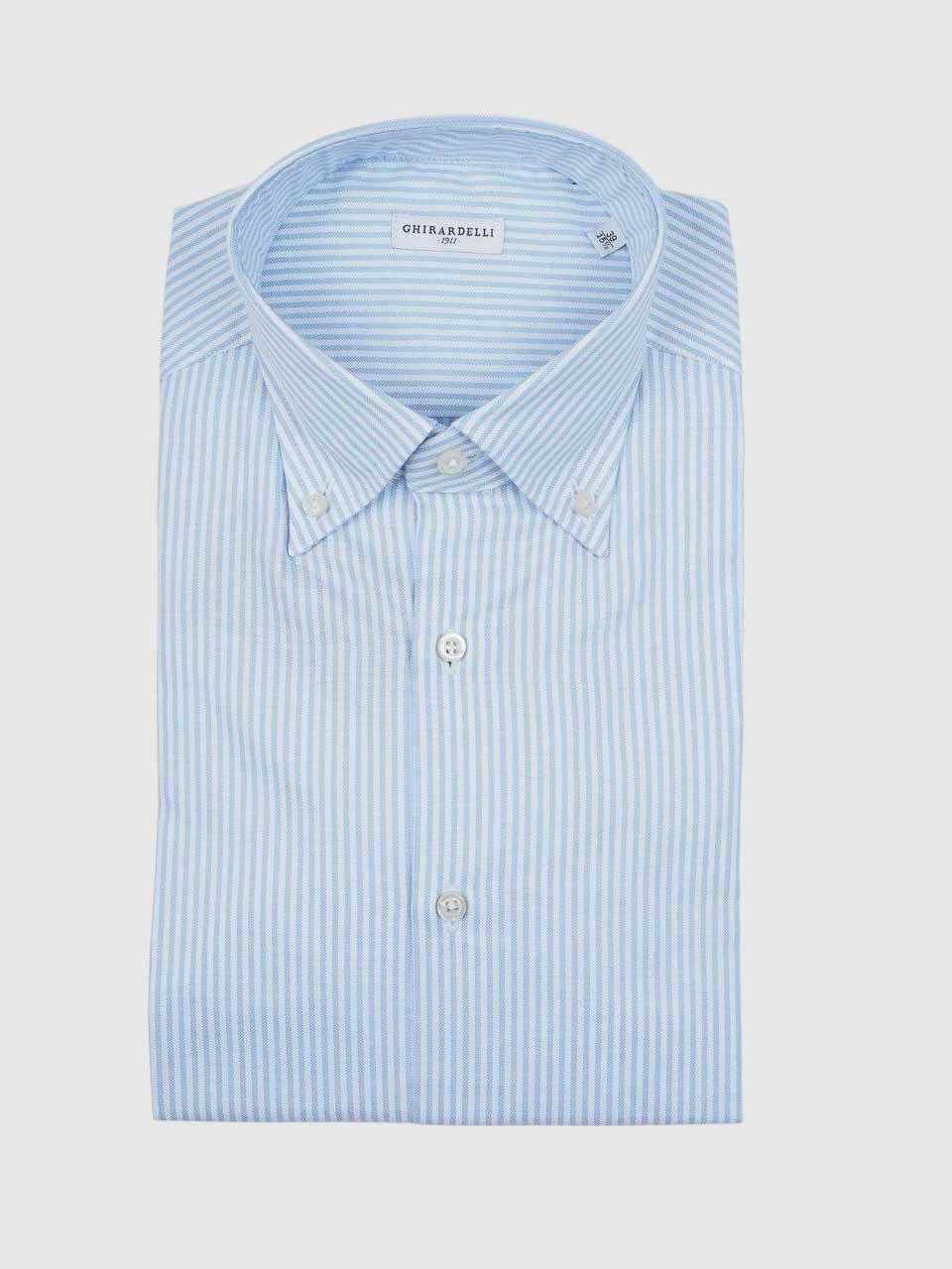 Ghirardelli 1911 Striped Oxford Shirt Botton Down White/Blue