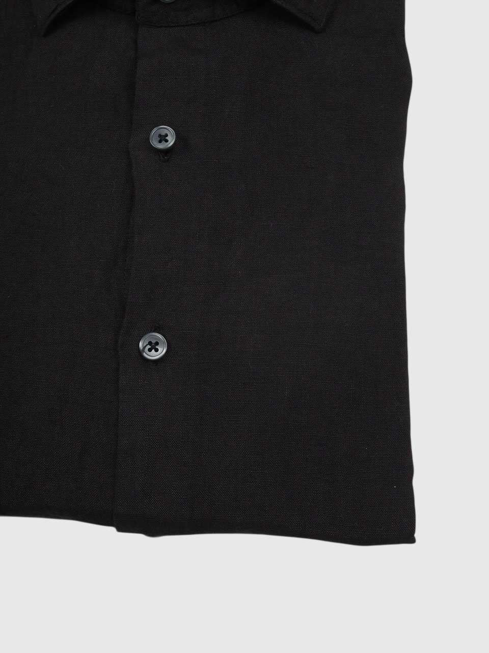 Washed Linen Shirt Black