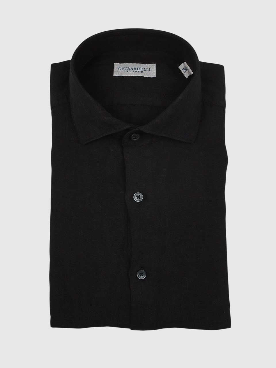 Washed Linen Shirt Black