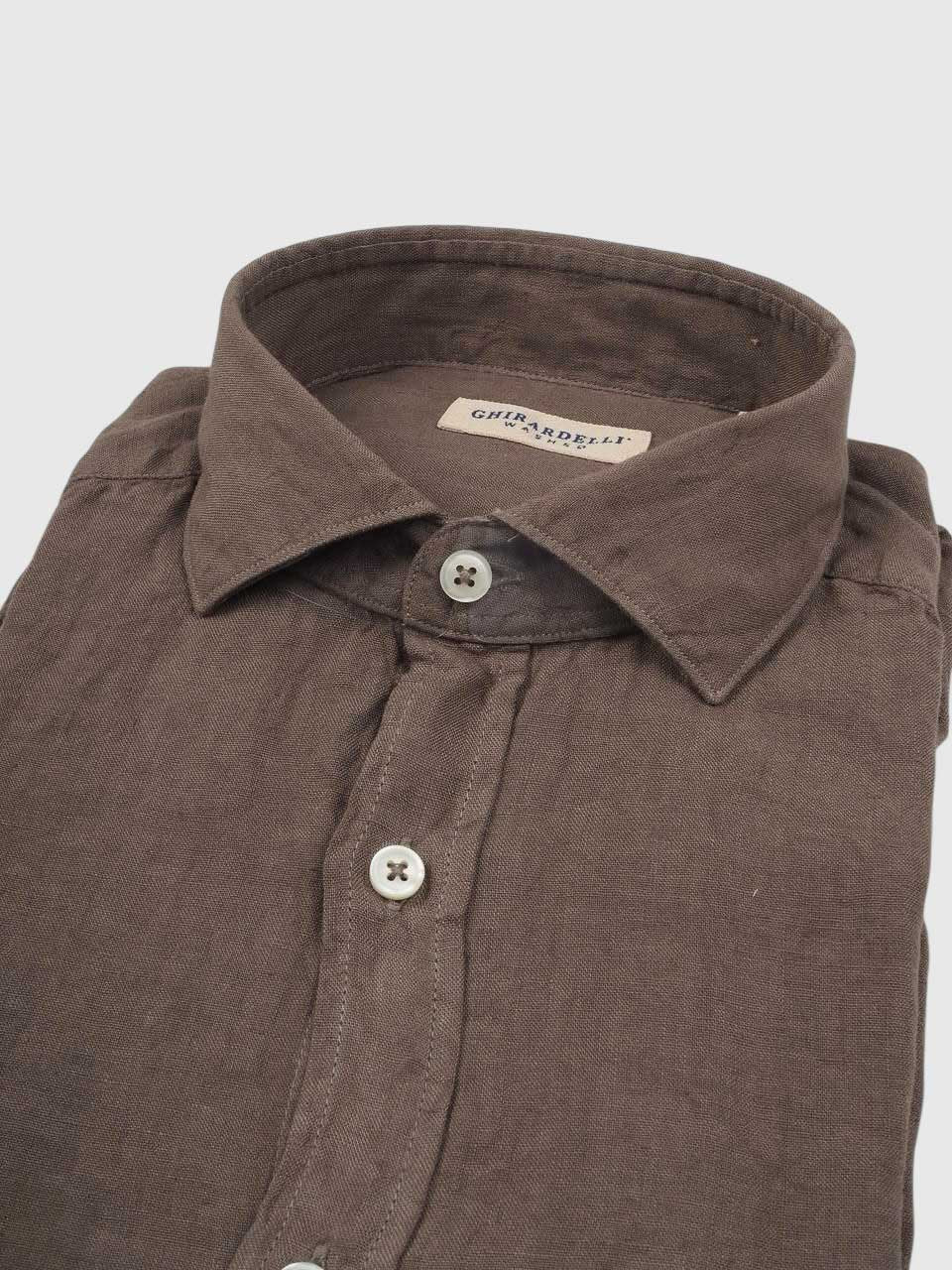 Washed Linen Shirt Brown