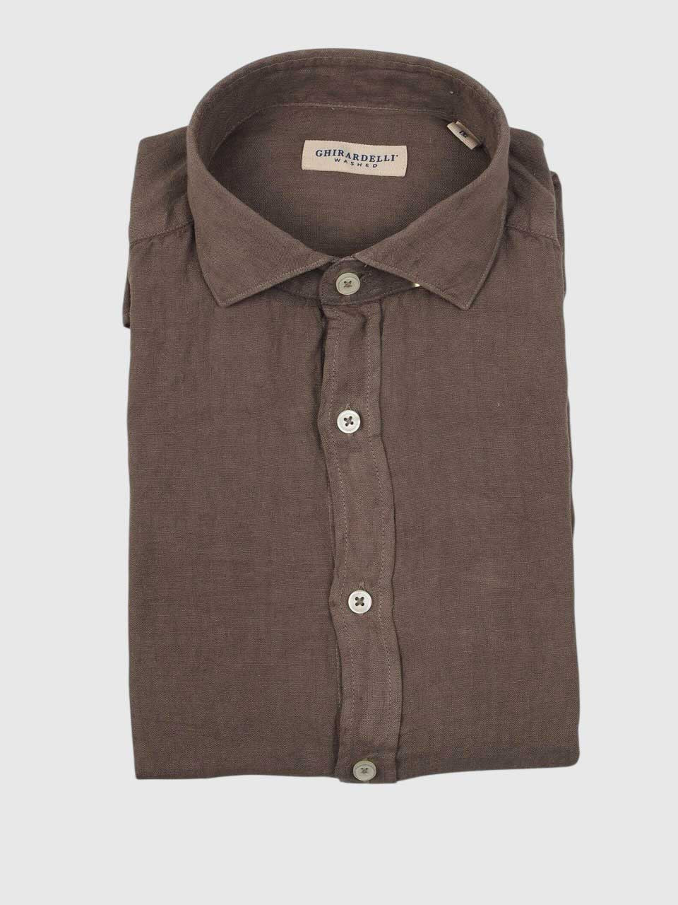 Washed Linen Shirt Brown