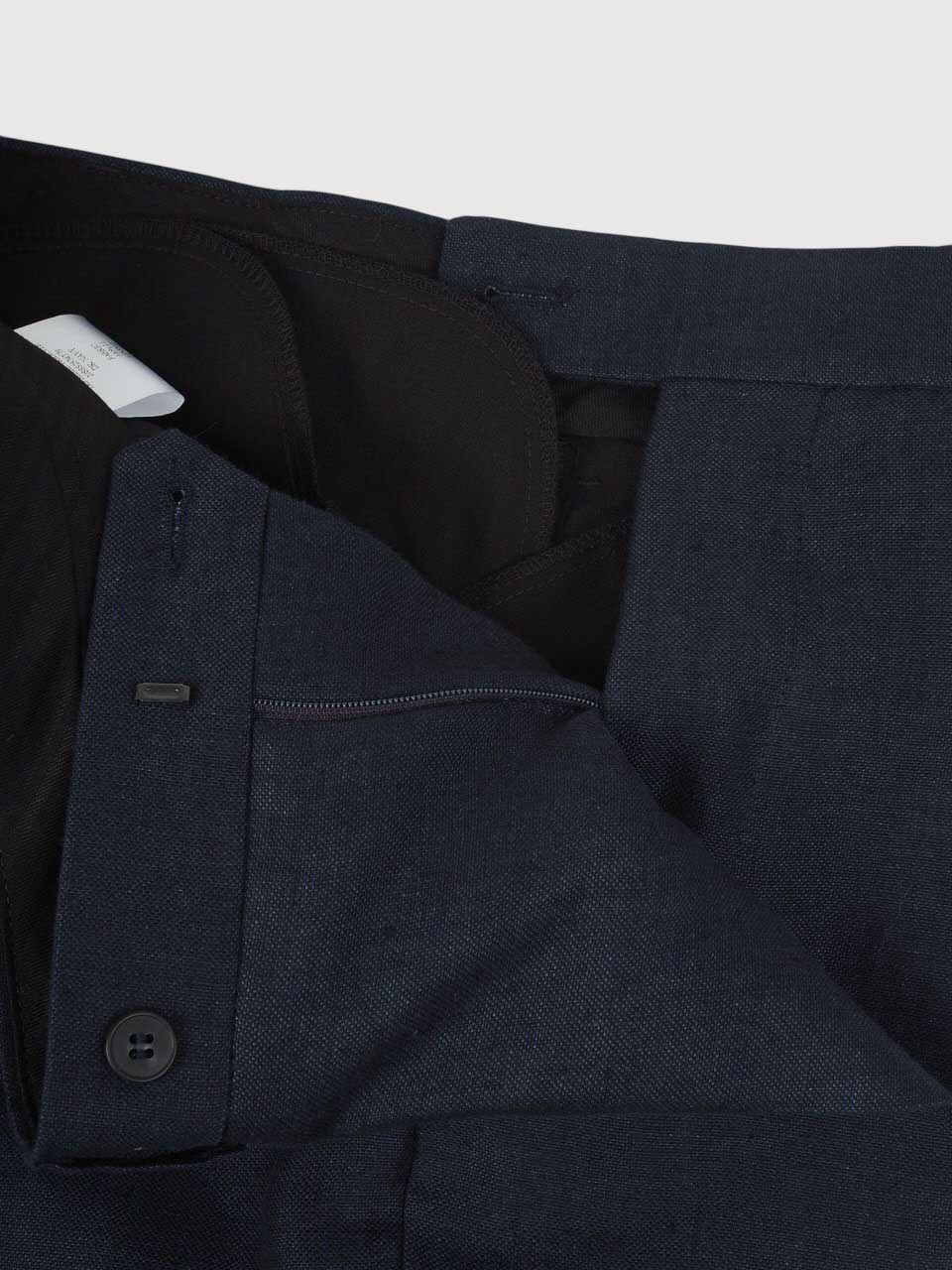 Loose Fit Linen Trousers Navy