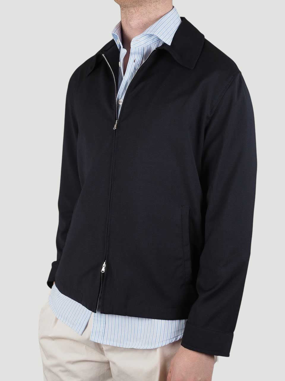 Wool Zip Overshirt Navy