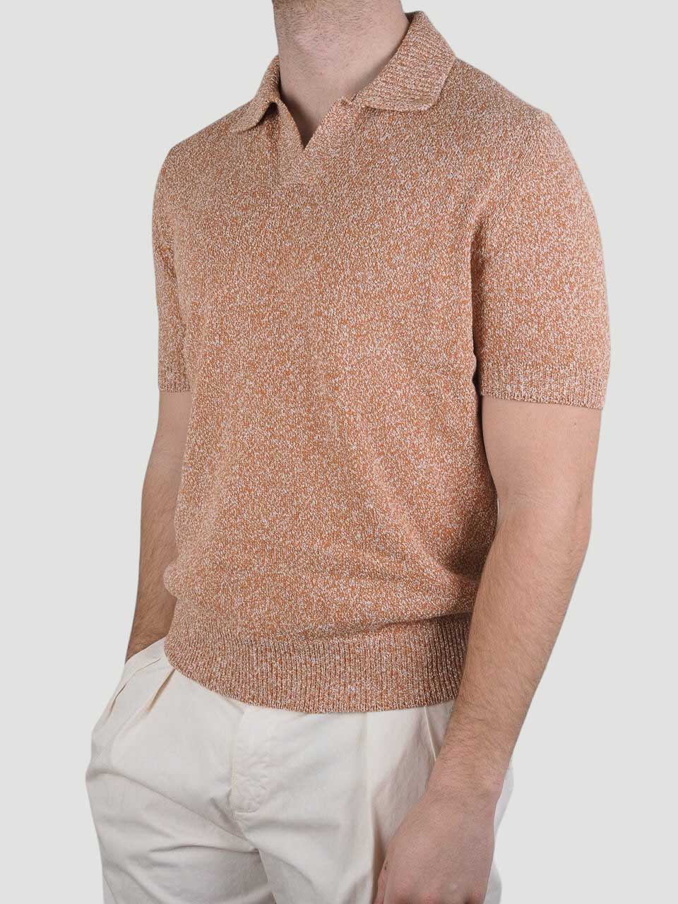 Knitted Cotton Polo Orange