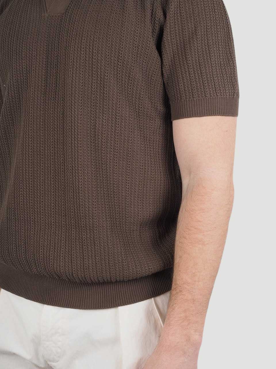 Knitted Cotton Polo Brown