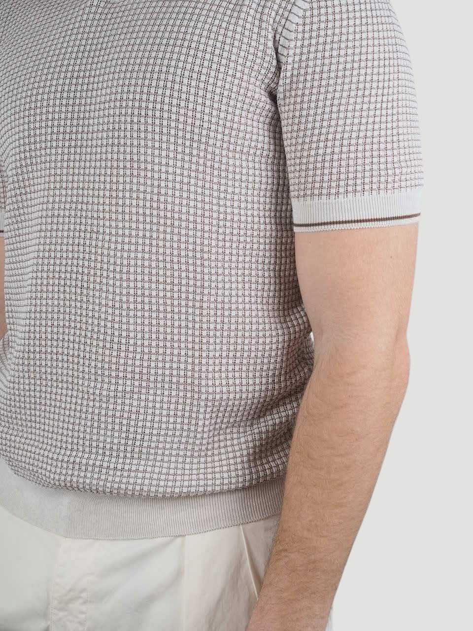 Knitted Cotton Polo Beige/Brown