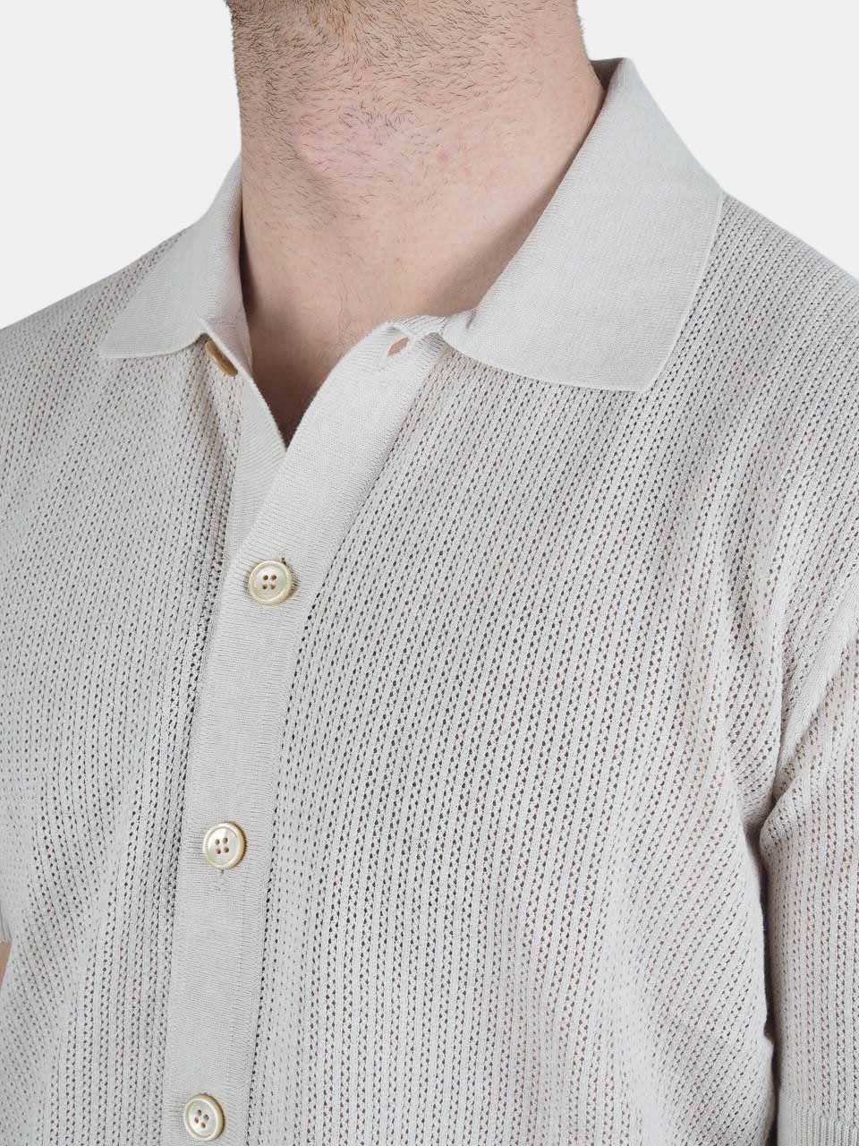 Knitted Short Sleeve Shirt Beige
