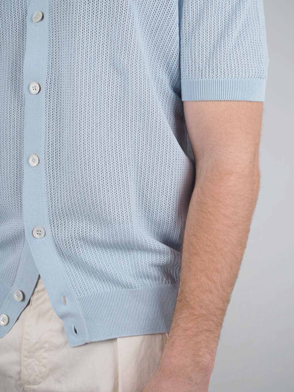 Knitted Short Sleeve Shirt Blue