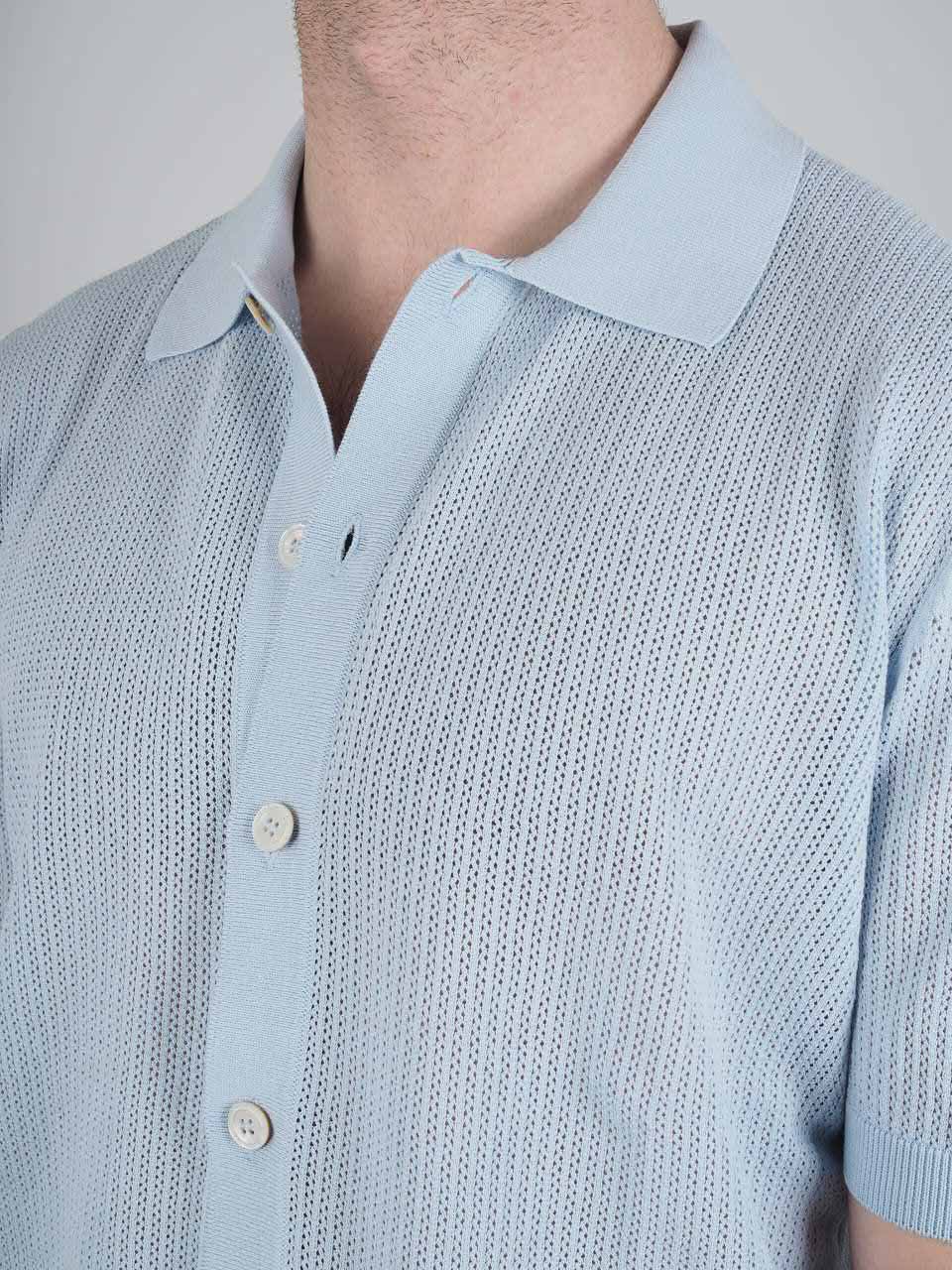 Knitted Short Sleeve Shirt Blue