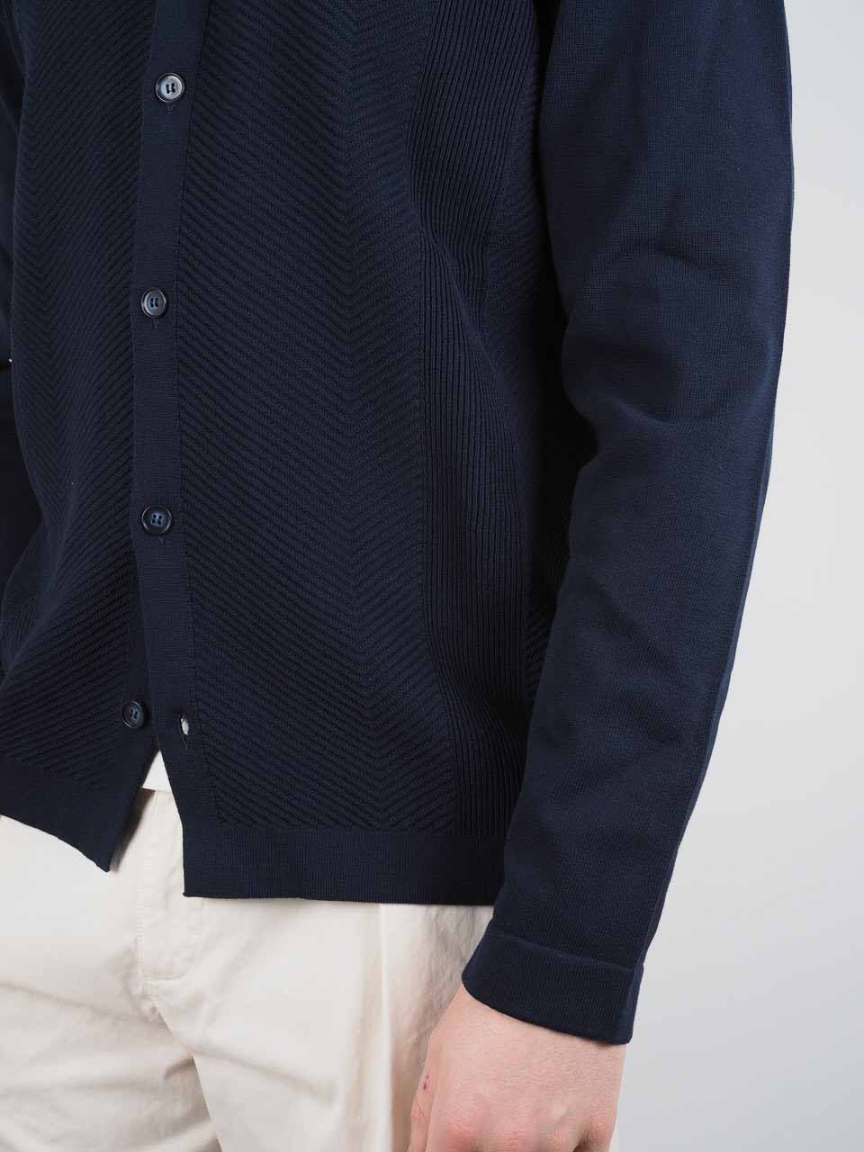Knitted Cotton Long Sleeve Shirt Navy