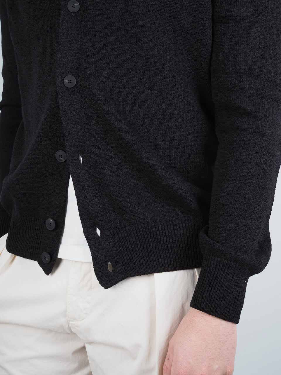 Knitted Cotton Cashmere Long Sleeve Shirt Black