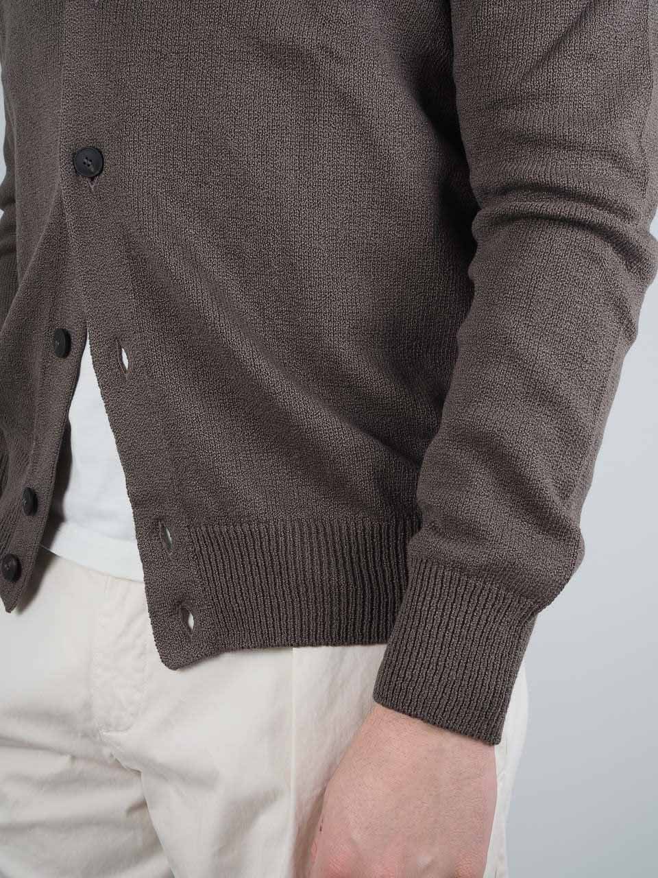 Knitted Cotton Cashmere Long Sleeve Shirt Brown