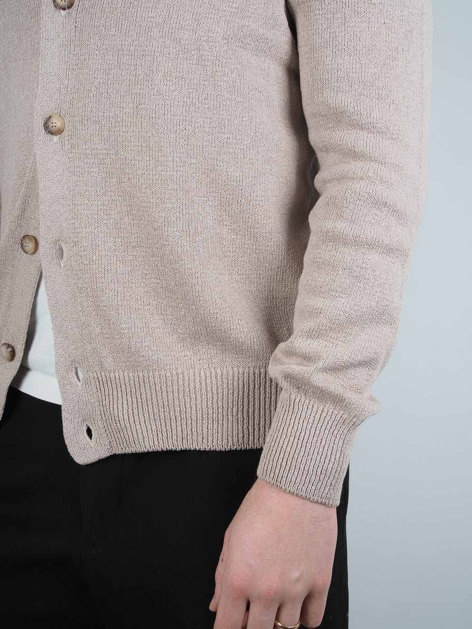 Knitted Cotton Cashmere Long Sleeve Shirt Beige