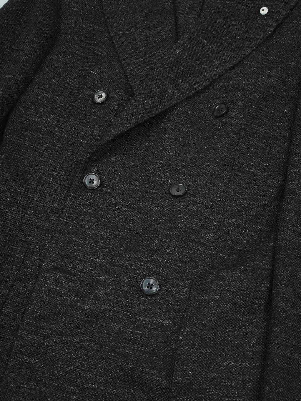 Double-Breasted Linen Cotton Blazer Black