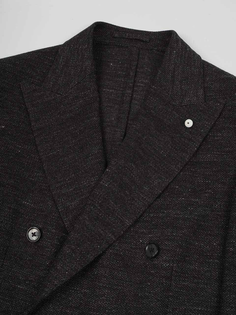 Double-Breasted Linen Cotton Blazer Black