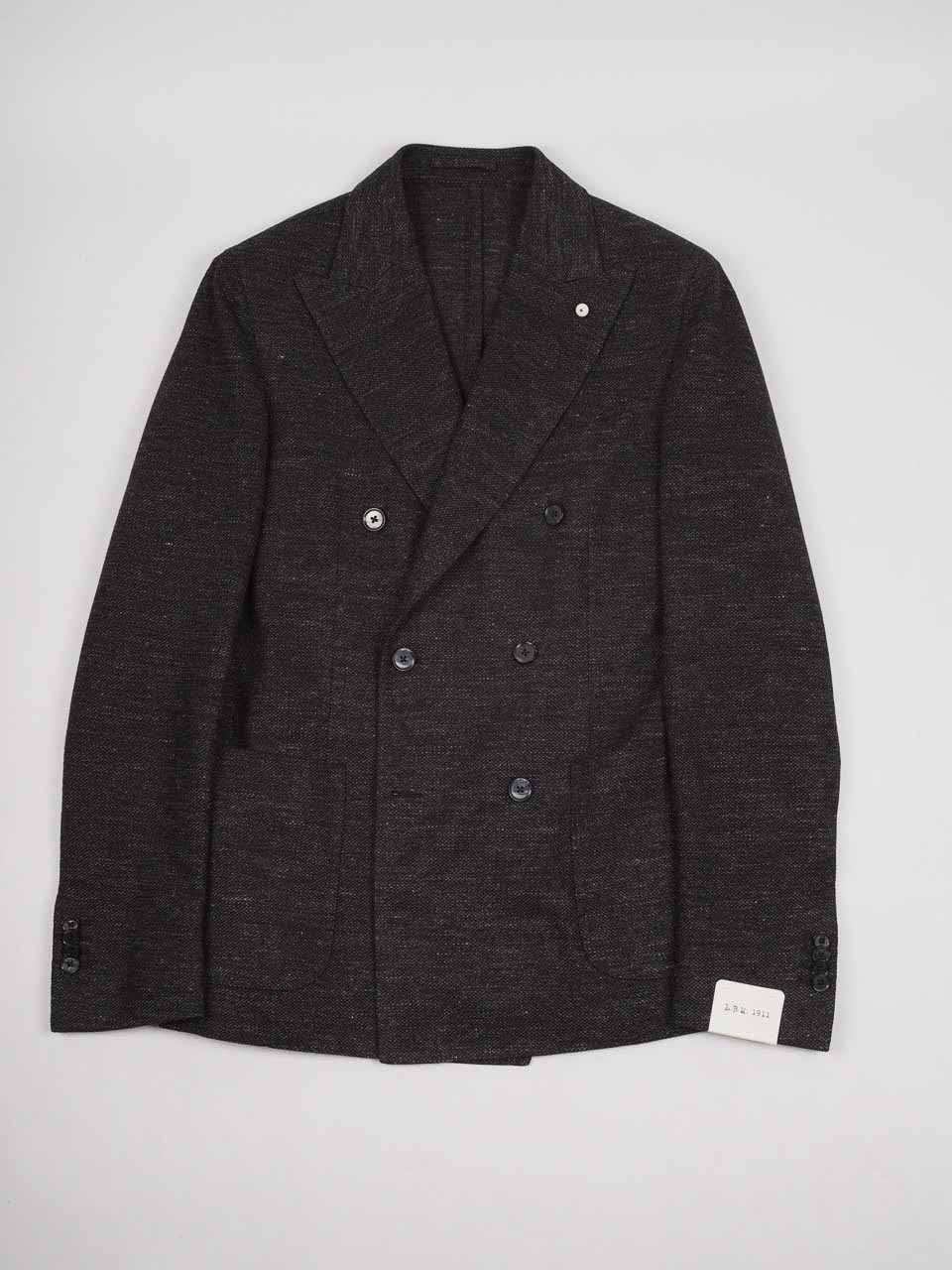 Double-Breasted Linen Cotton Blazer Black