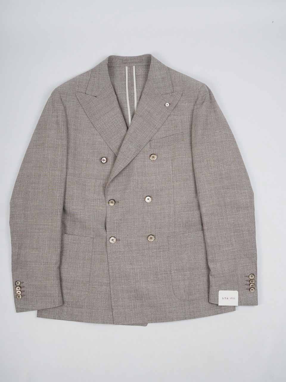Double Breasted Wool Cotton Blazer Beige