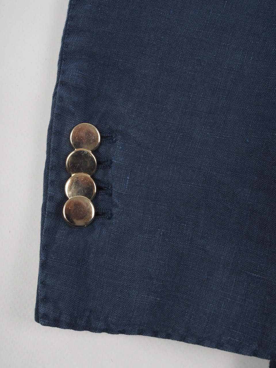 Double Breasted Linen Blazer Blue