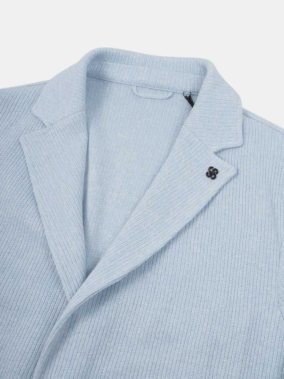 Gran Sasso Knitted Linen Cotton Blazer Light Blue