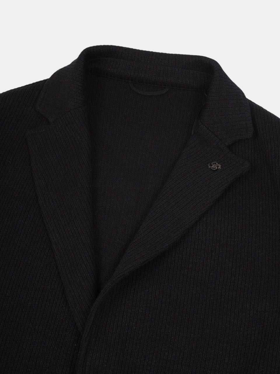 Gran Sasso Knitted Linen Cotton Blazer Black