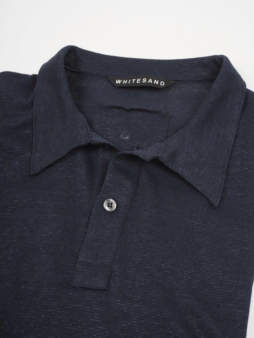 White Sand oversize Linen polo Navy